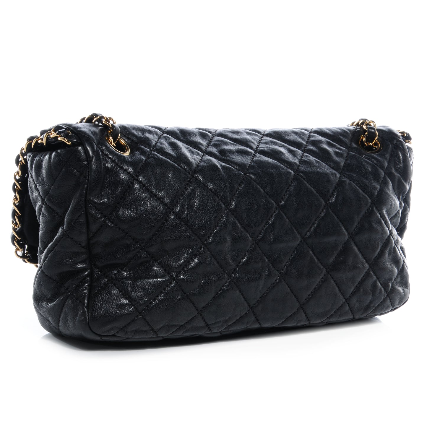 Calfskin Quilted Medium Chain Me Flap Black
