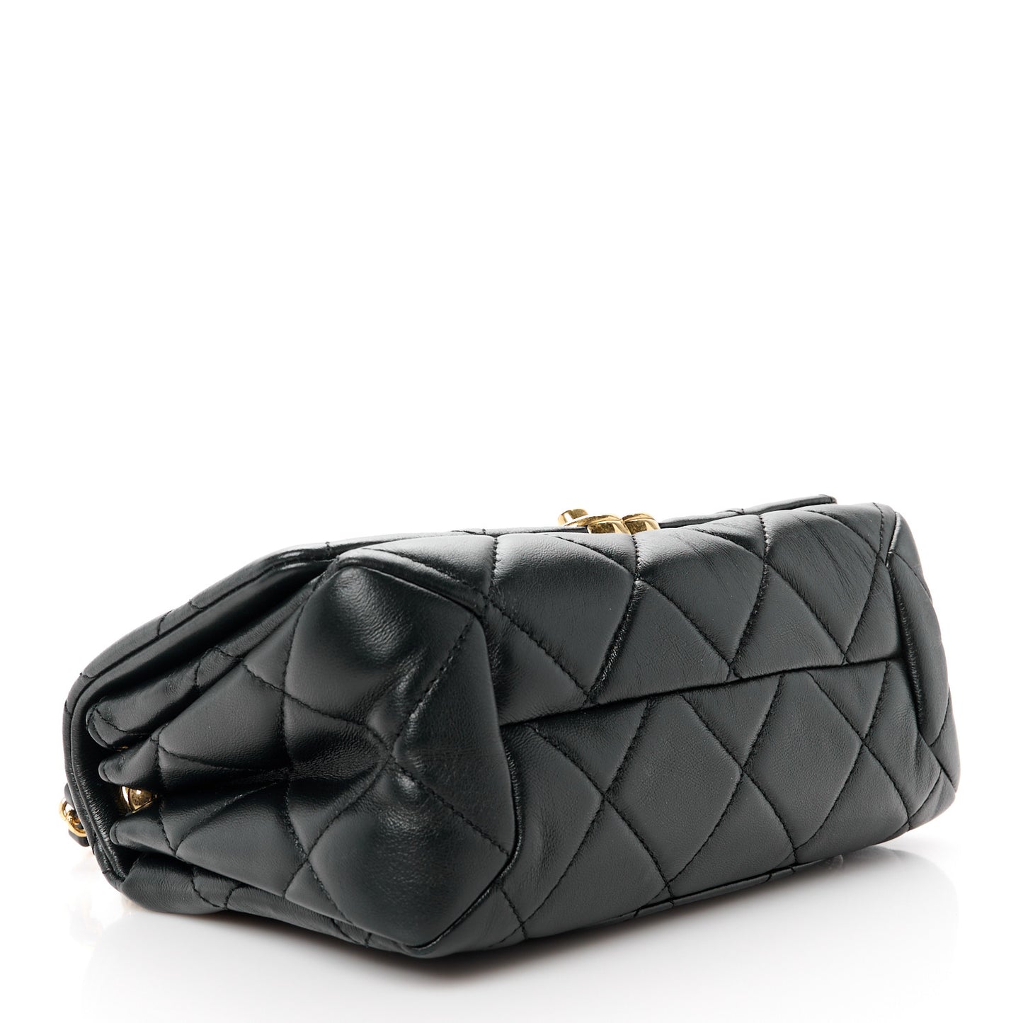 Lambskin Quilted Small Color Match Flap Black