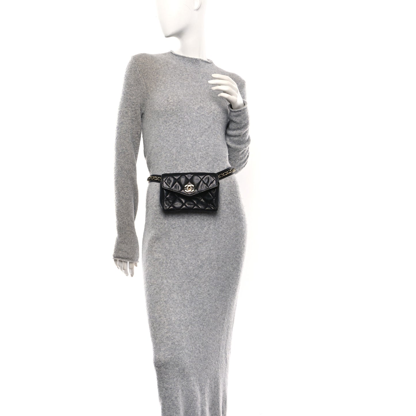 Lambskin Quilted Flap Waist Belt Bag 75 30 Black