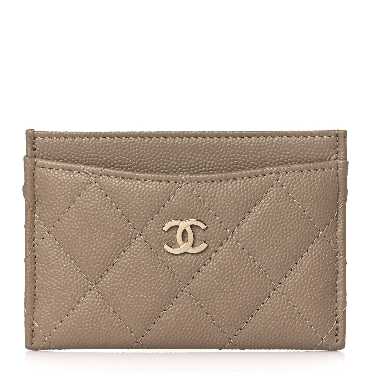 Chanel Caviar Quilted Card Holder Dark Beige 1 of 9