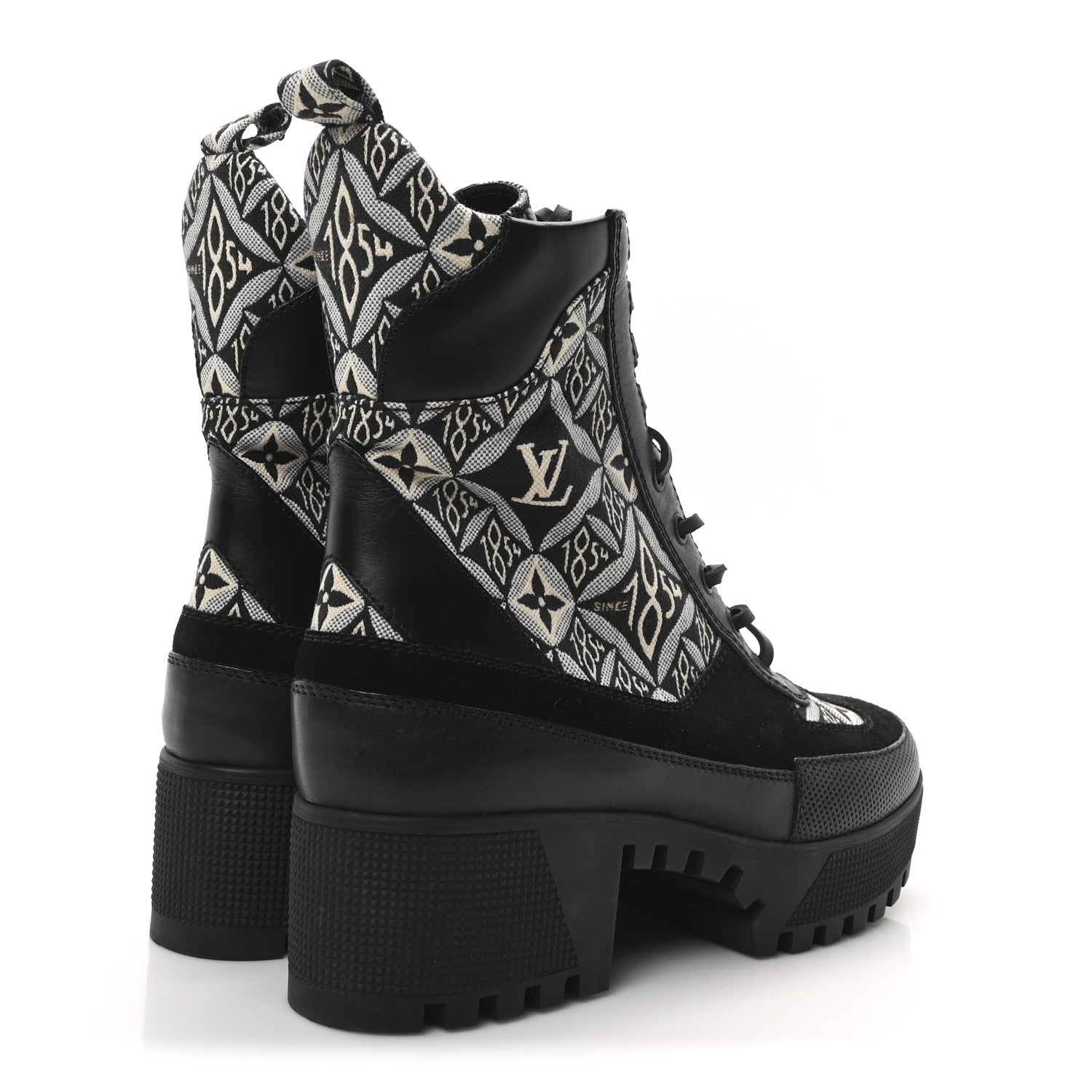 Louis Vuitton Suede Calfskin Jacquard Since 1854 Laureate Platform Desert Boots 38 Black 5 of 8
