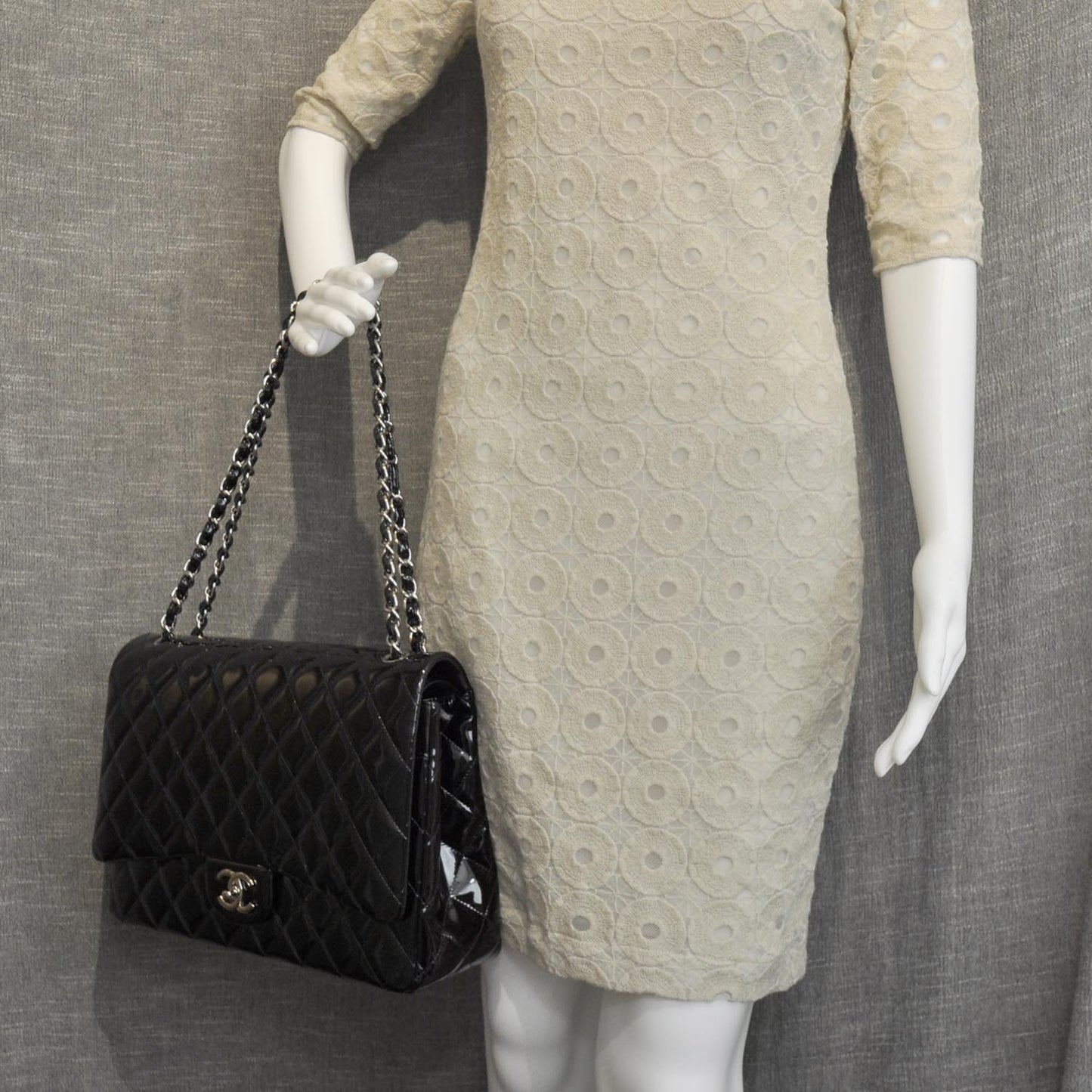 Patent Maxi Double Flap Black SHW