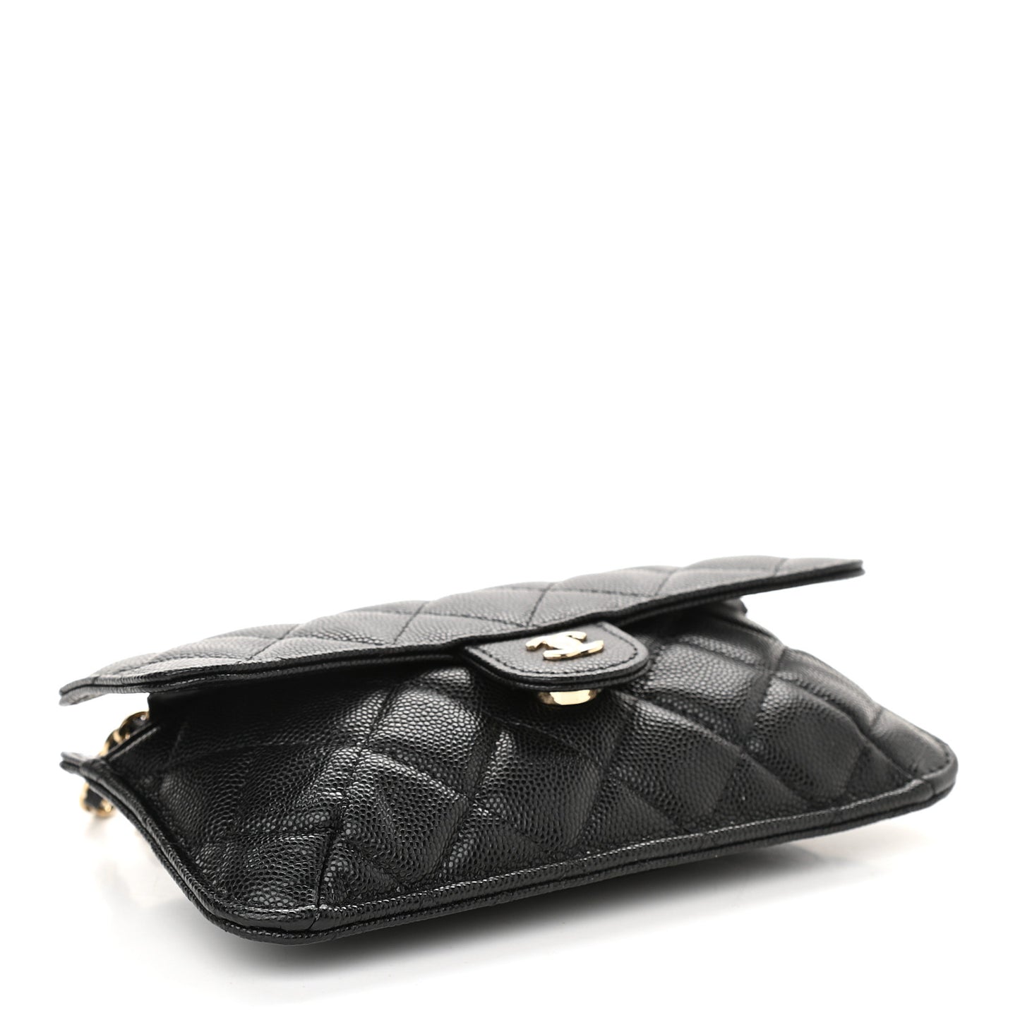 Caviar Fabric Quilted Foldable Tote With Chain Black Multicolor