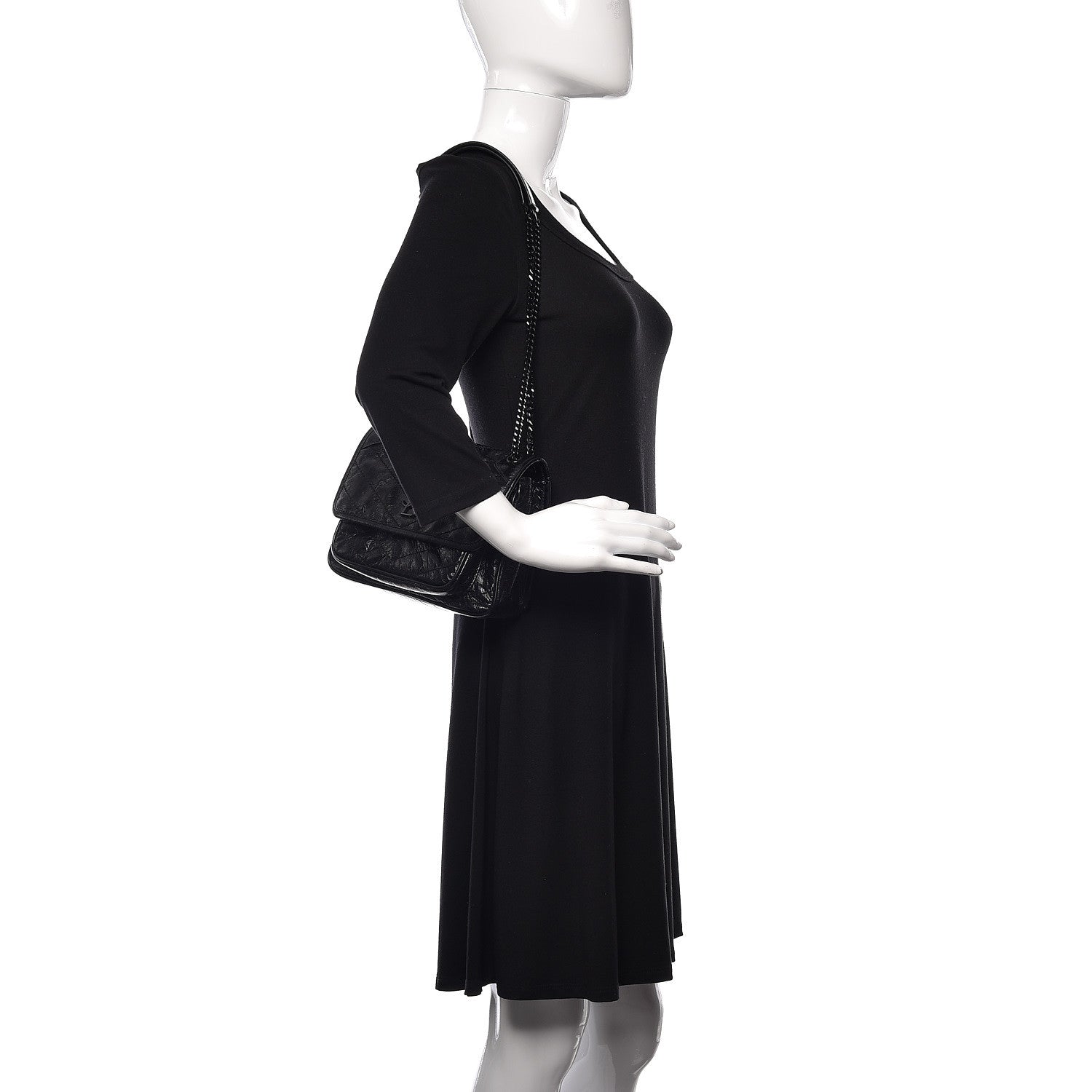 Saint Laurent Crinkled Calfskin Matelasse Monogram Baby Niki Chain Satchel Black 2 of 14