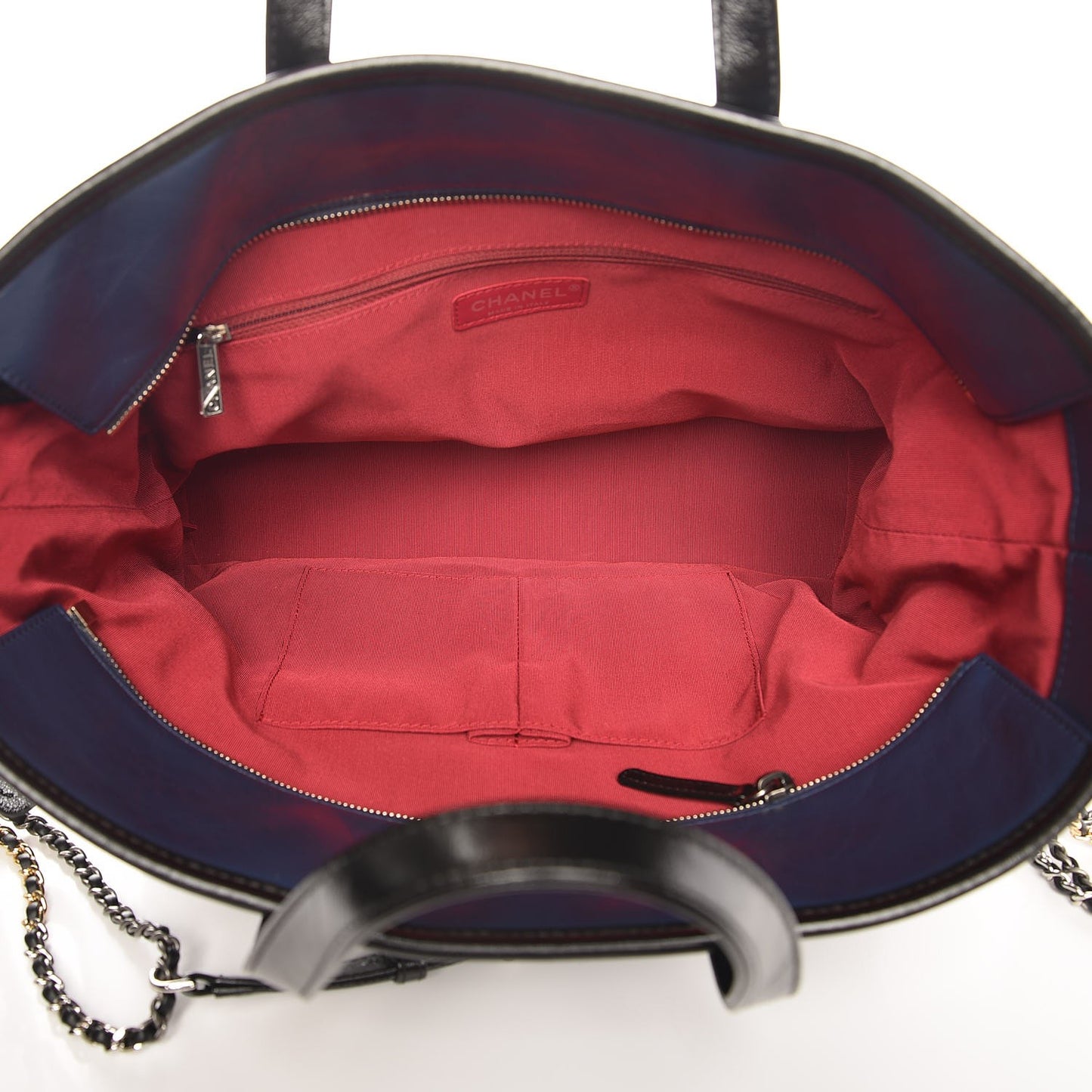 Aged Calfskin Quilted Large Gabrielle Shopping Tote Navy Black