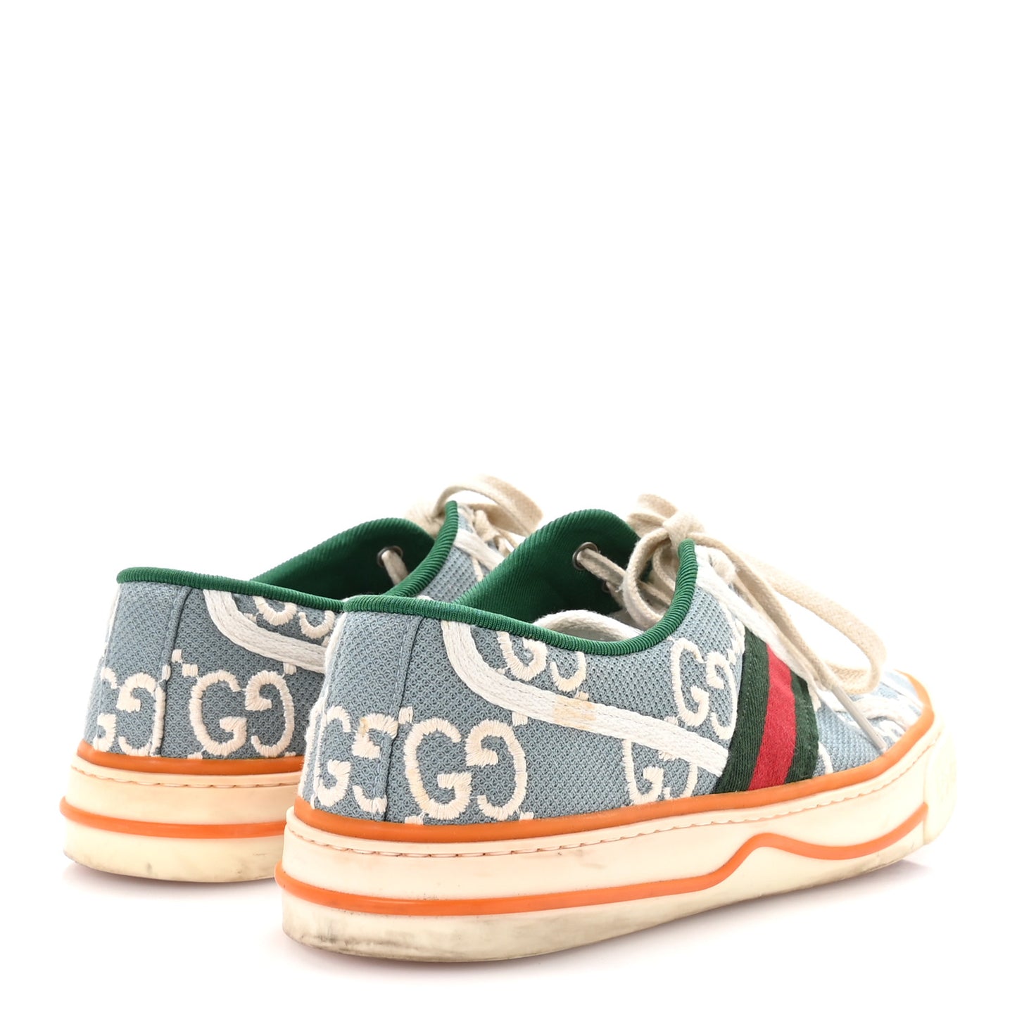 Cotton GG Monogram Web Womens 1977 Tennis Sneakers 38 Philod Ivory Mystic White