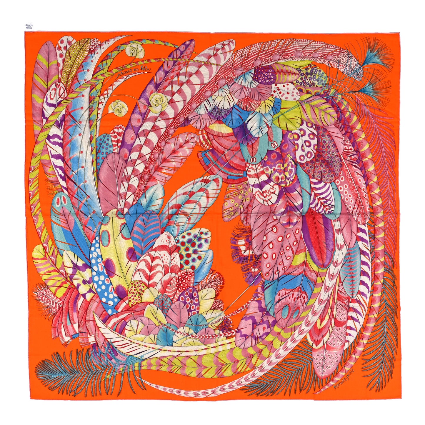 Cashmere Silk Plumes En Fete Shawl 140 Orange Mauve Multicolor