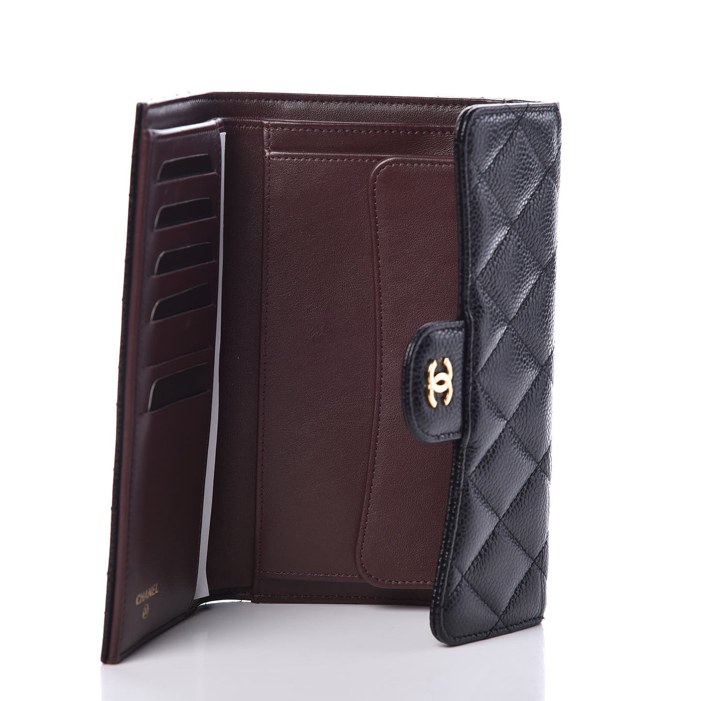 Caviar Quilted Large Flap Wallet Black