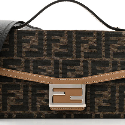 Fendi Recycled Fabric Jacquard Vitello King FF 1974 Baguette Soft Trunk Tobacco Moro Sand 8 of 10
