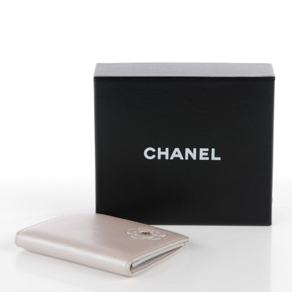 Chanel Goatskin Camellia Card Holder Wallet Silver 4 of 9