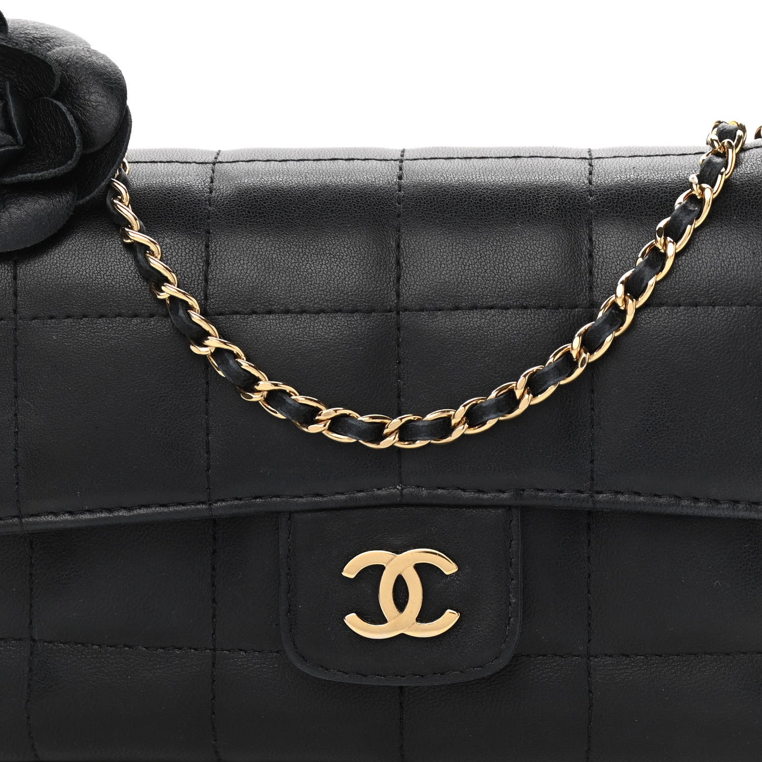 Chanel Lambskin Quilted Mini Chocolate Bar Camellia Flap Black 8 of 15