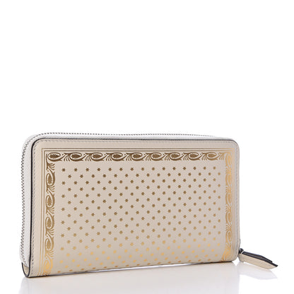 Gucci X SEGA Calfskin GUCCY Stars Zip Around Wallet Mystic White Gold 3 of 8