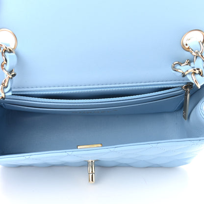 Chanel Lambskin Quilted Mini Rectangular Flap Light Blue 6 of 10