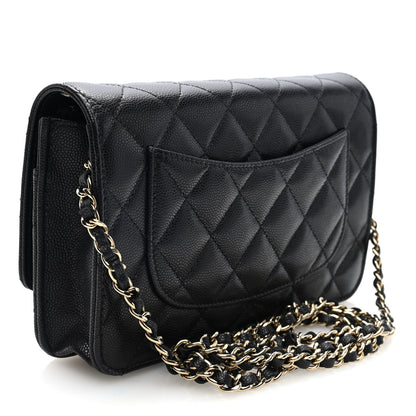 Chanel Caviar Quilted Crystal CC Wallet On Chain WOC Black 3 of 10