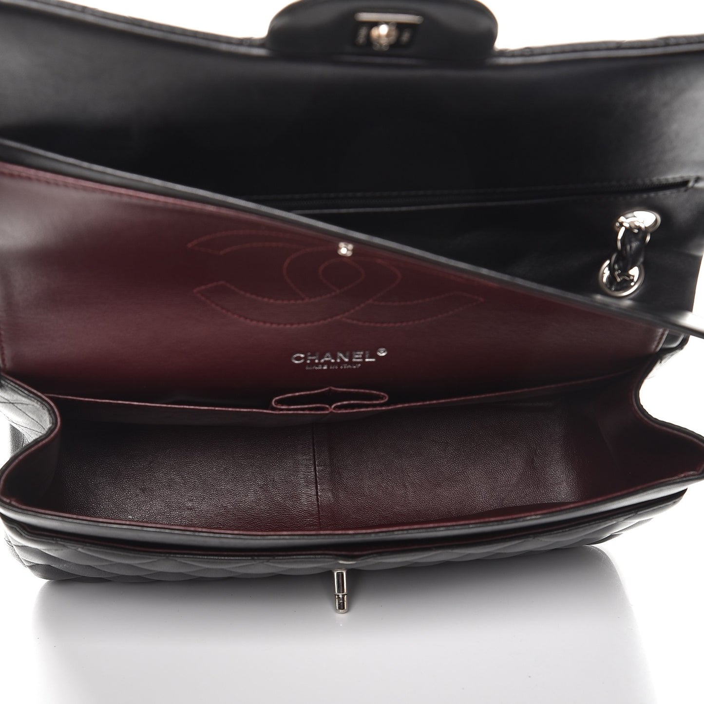 Lambskin Quilted Jumbo Double Flap Black