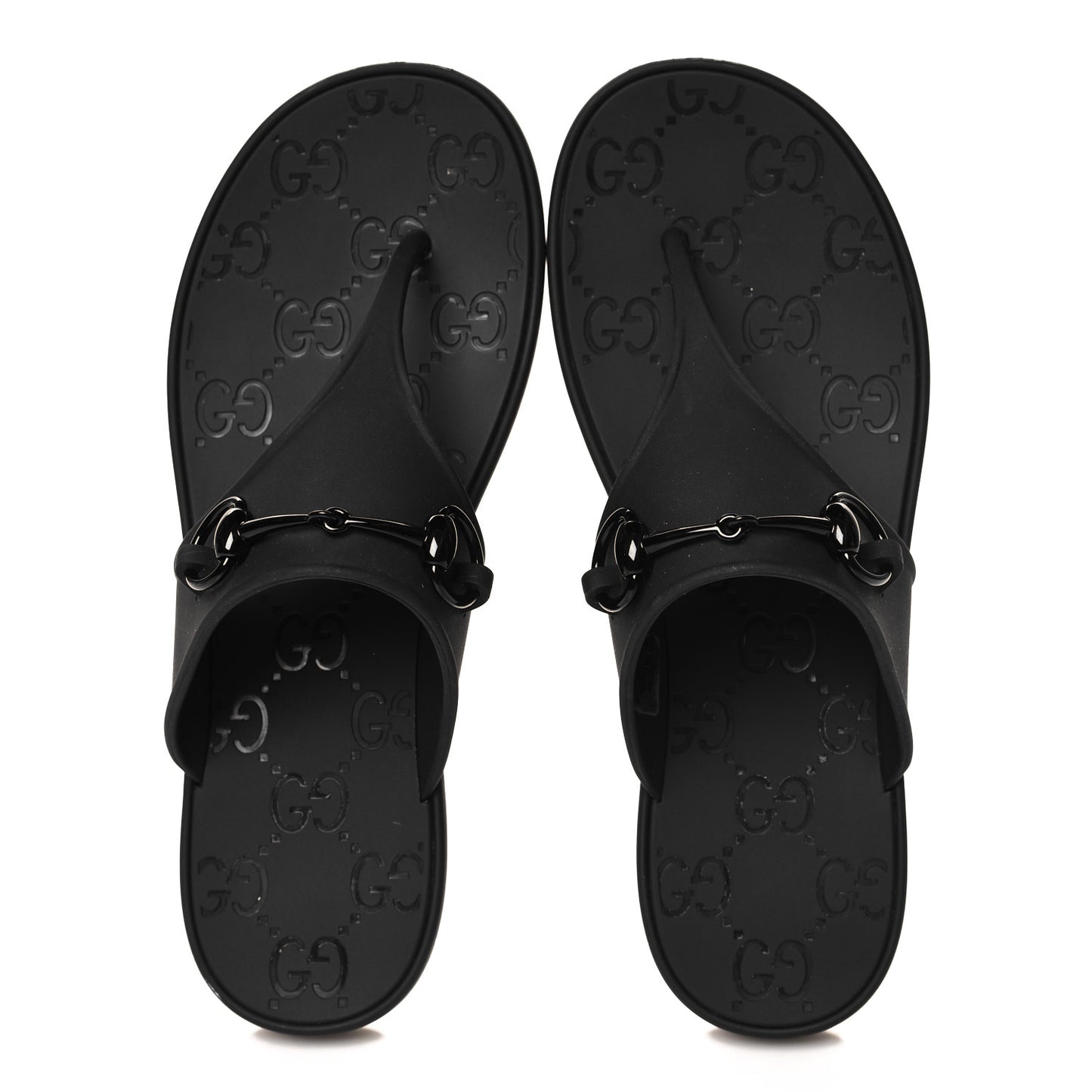 Rubber Womens Horsebit Thong Sandals 37 Black