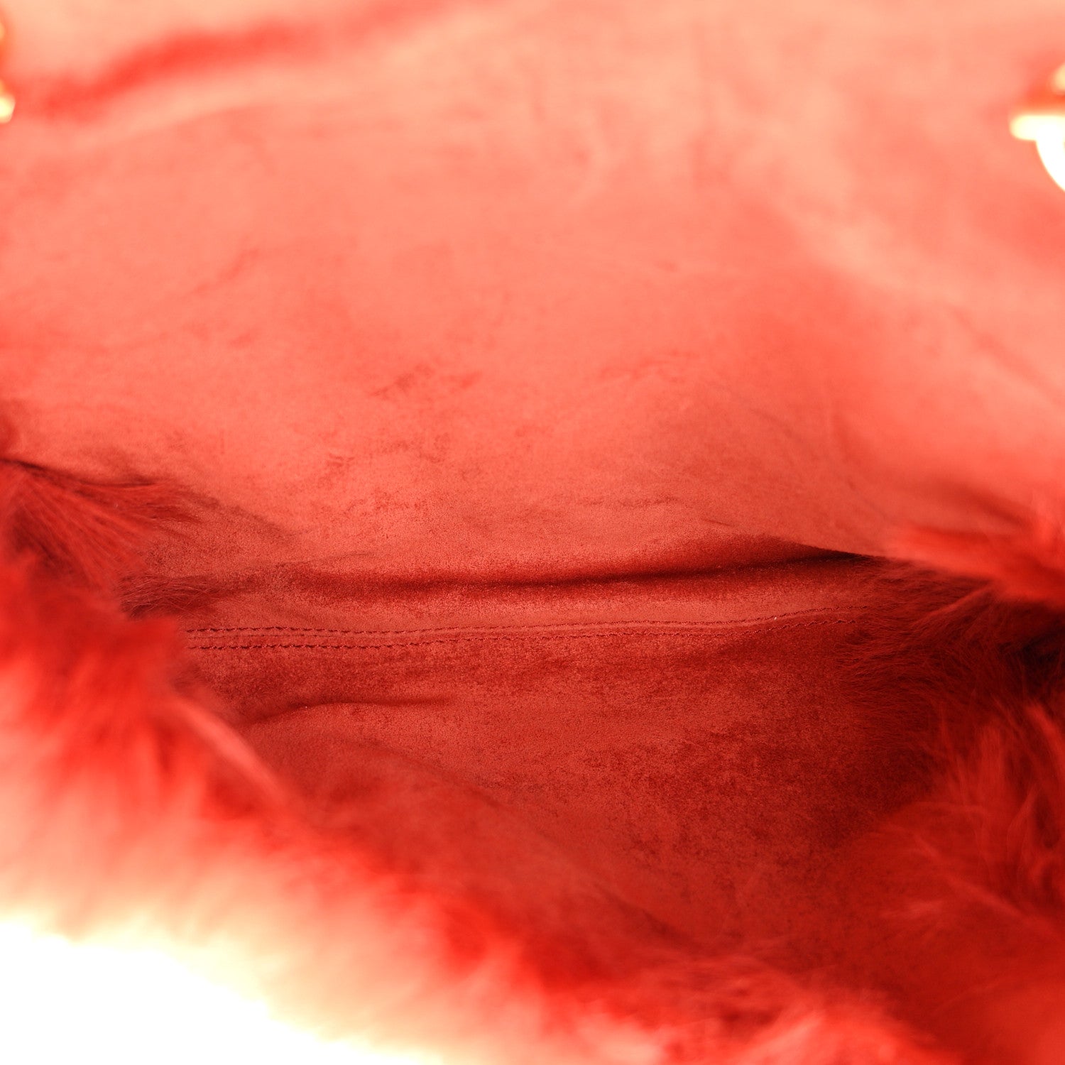 Saint Laurent Suede Fur Small Reversible Monogram Kate Satchel Pavot Rouge 8 of 17