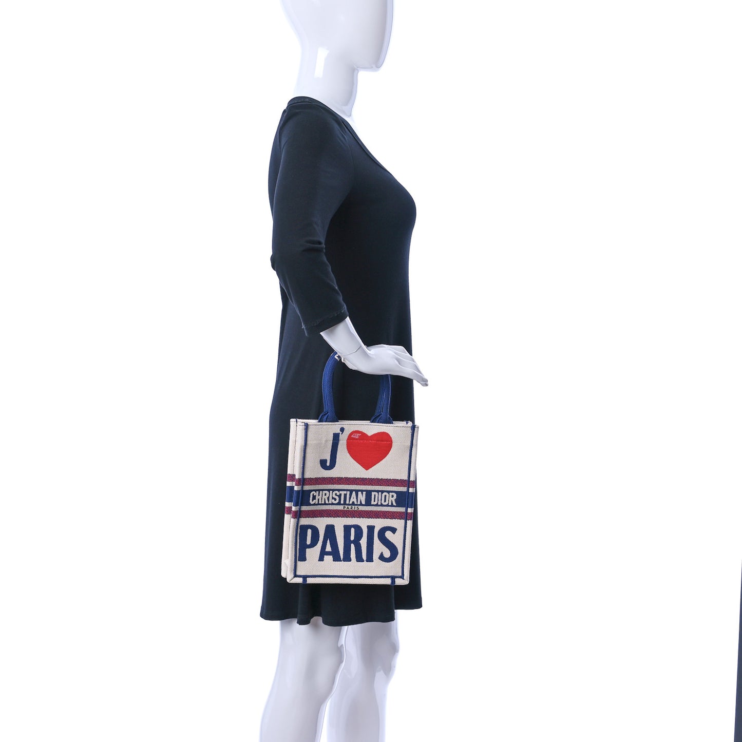 Canvas Embroidered I Love Paris Vertical Book Tote White