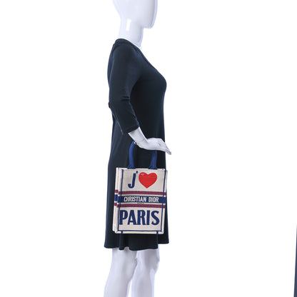 Christian Dior Canvas Embroidered I Love Paris Vertical Book Tote White 2 of 10