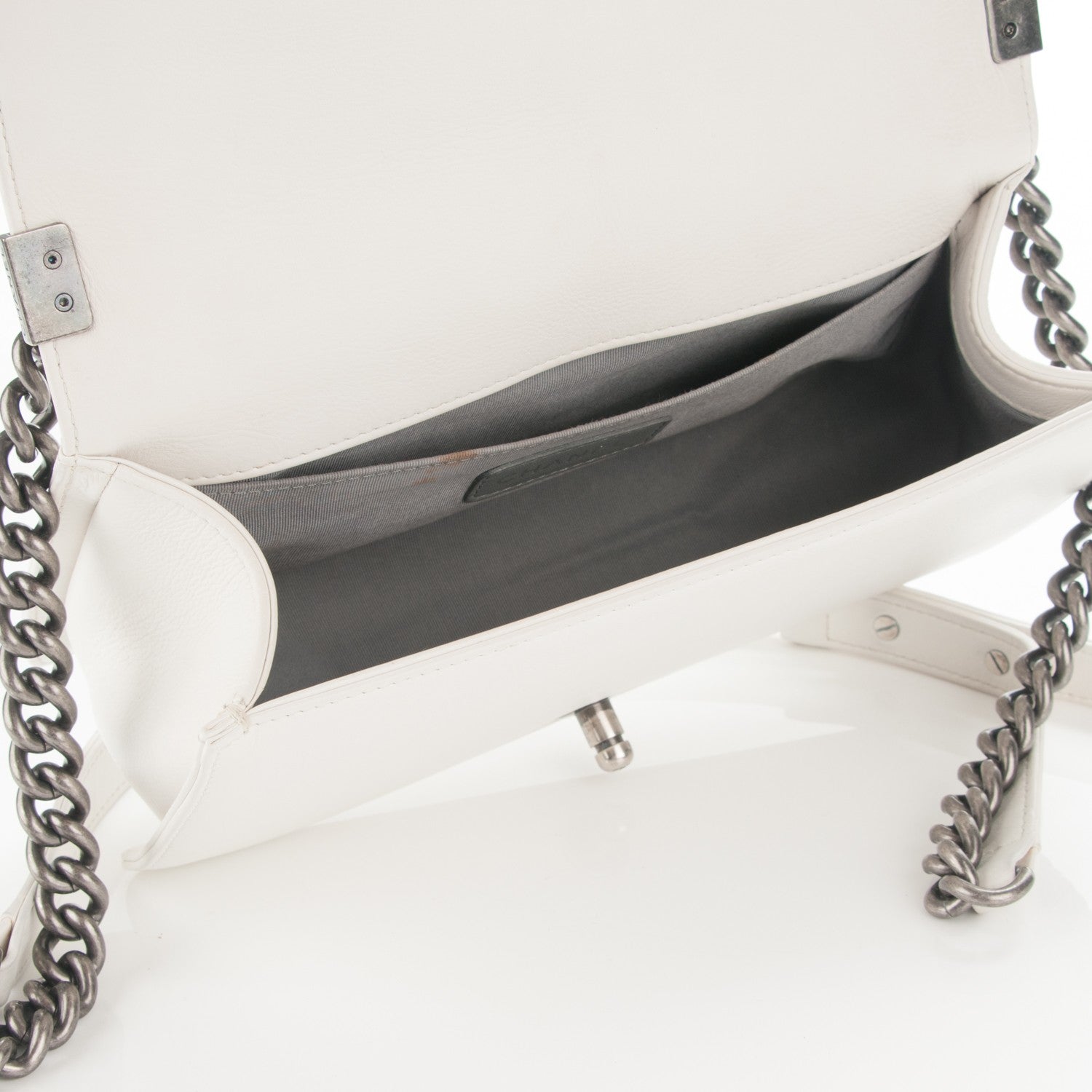 Chanel Calfskin Stitched Medium Boy Flap White 5 of 7