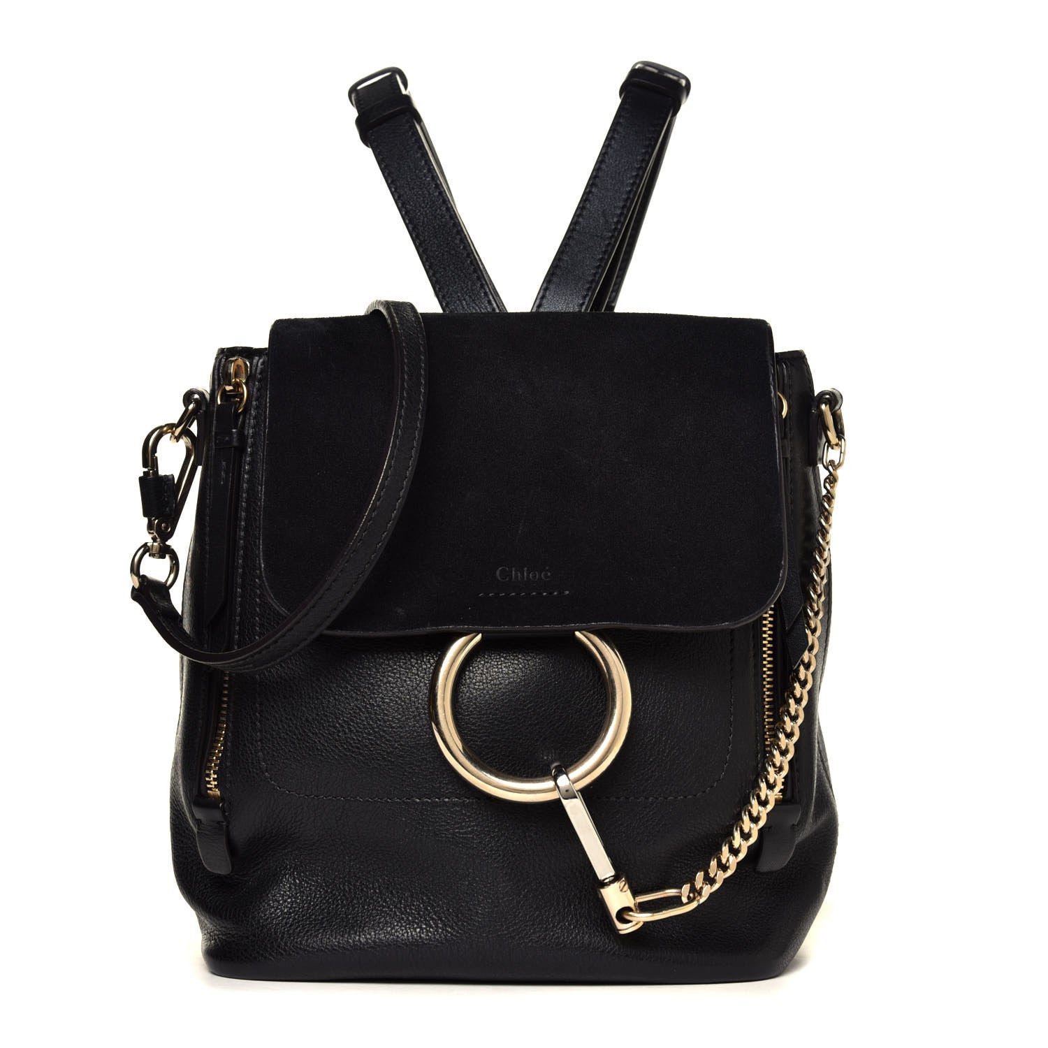 Chloe Suede Calfskin Small Faye Backpack Black 1 of 8