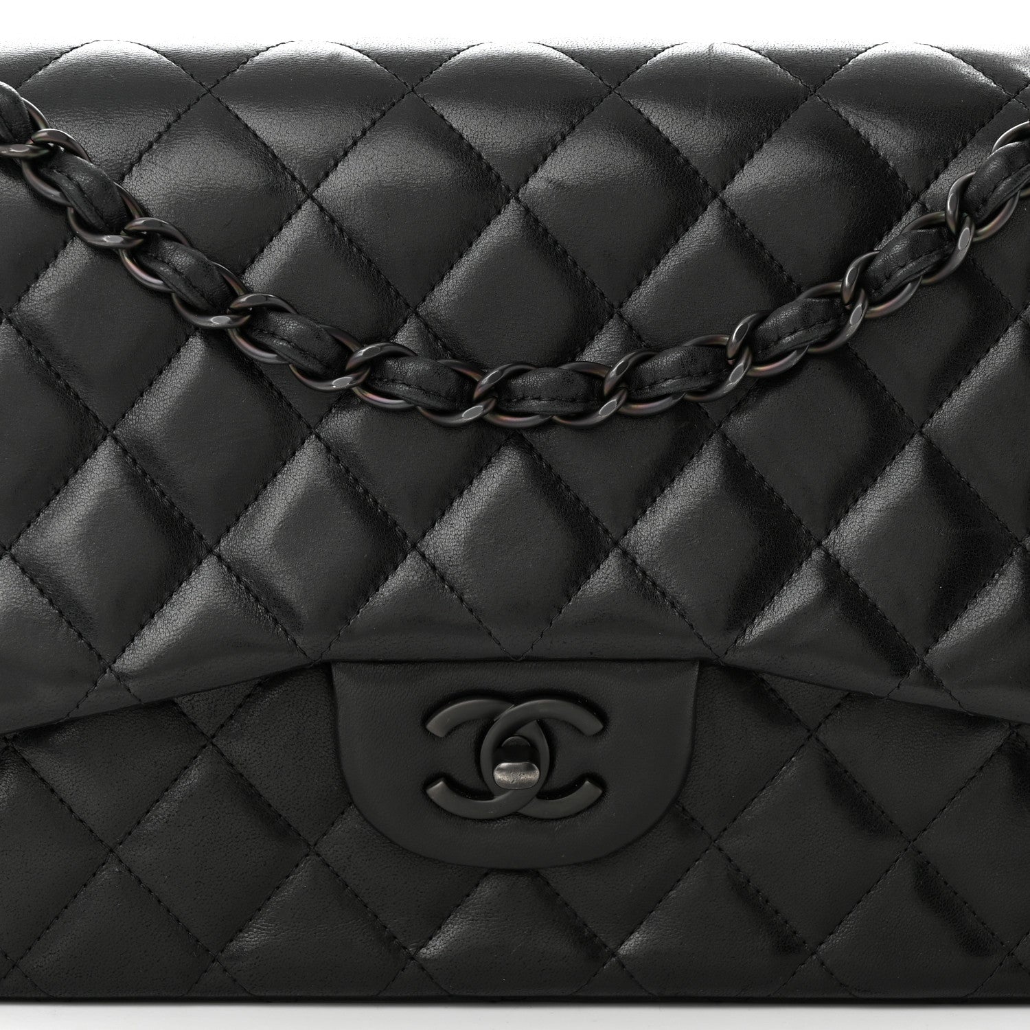 Chanel Lambskin Quilted Jumbo Double Flap So Black 8 of 14