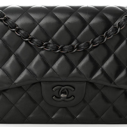 Chanel Lambskin Quilted Jumbo Double Flap So Black 8 of 14
