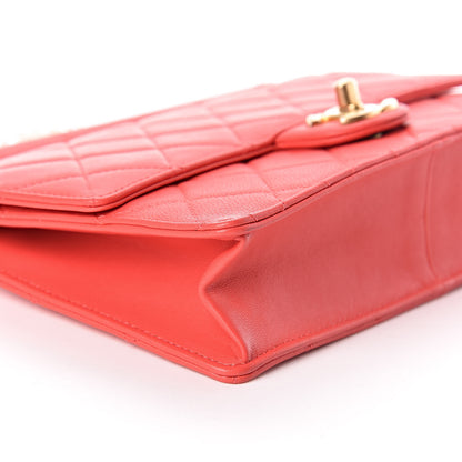 Chanel Lambskin Quilted Large Pearl Chain Flap Bag Red 9 of 10