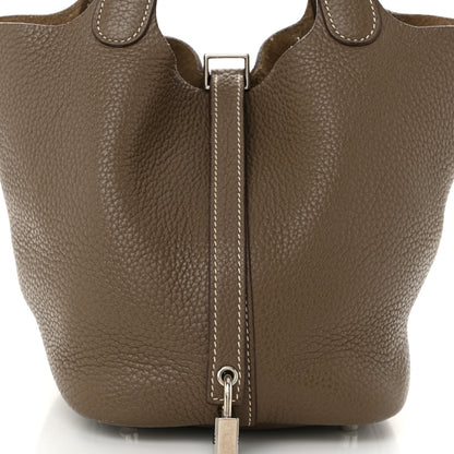 Hermes Taurillon Clemence Picotin Lock 18 PM Etoupe 7 of 11