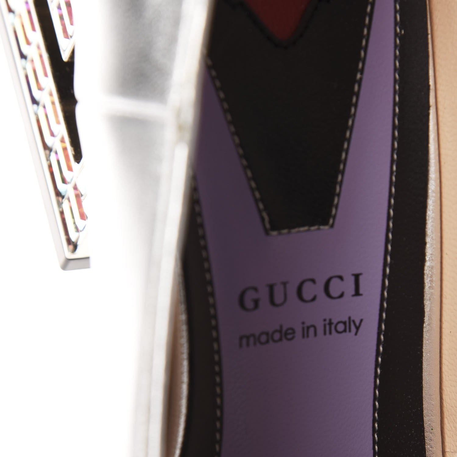 Gucci Metallic Nappa Crystal Square G Mid Heel Pumps 36 Silver 10 of 12
