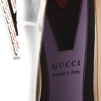 Gucci Metallic Nappa Crystal Square G Mid Heel Pumps 36 Silver 10 of 12