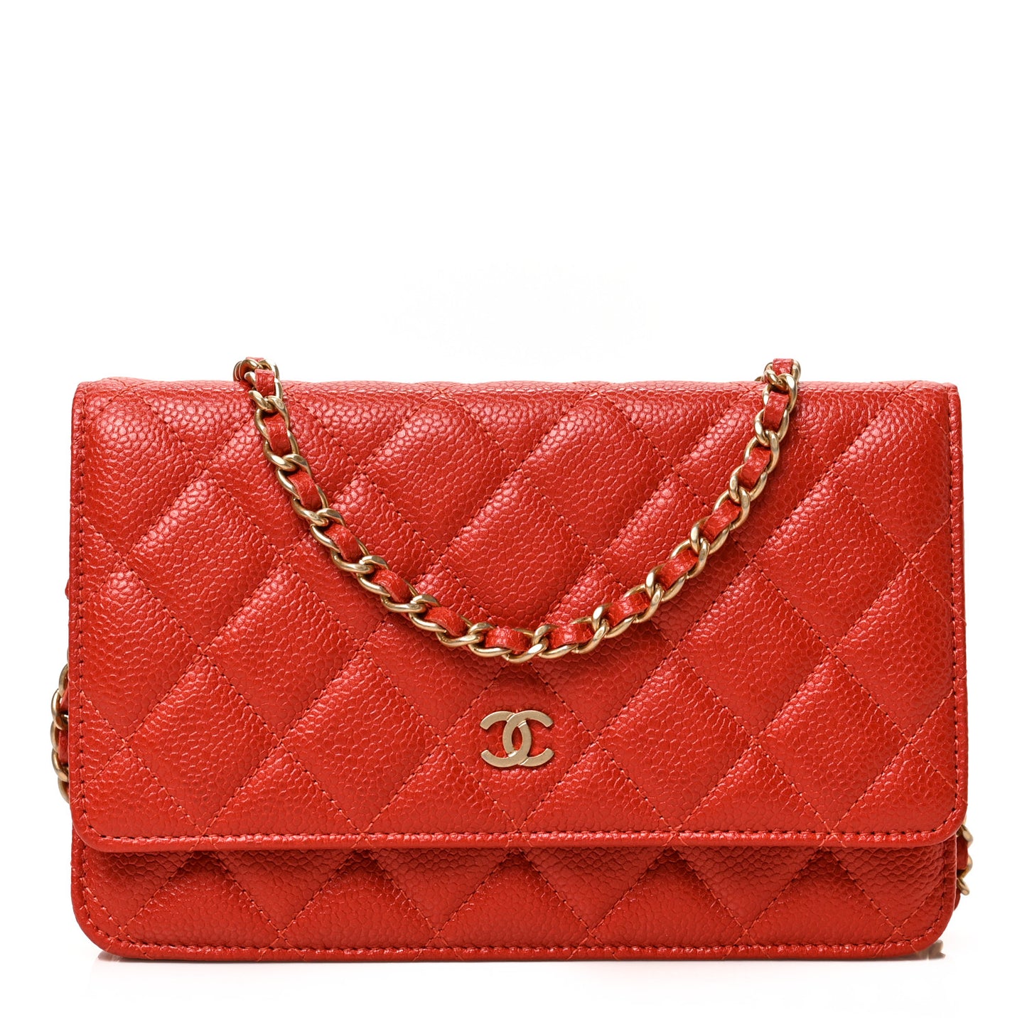 Caviar Quilted Wallet on Chain WOC Red