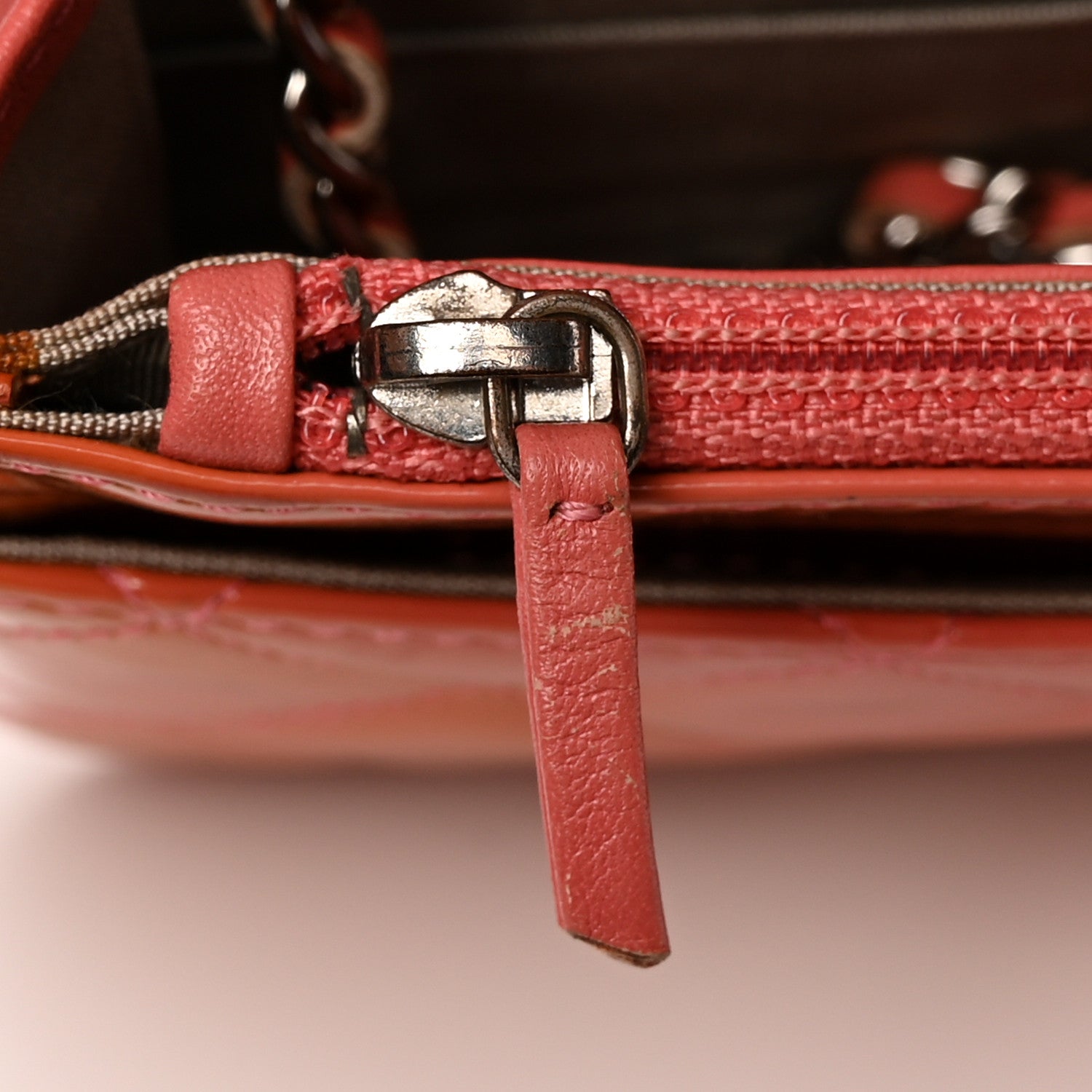 Chanel Patent Quilted Wallet On Chain WOC Coral 13 of 16