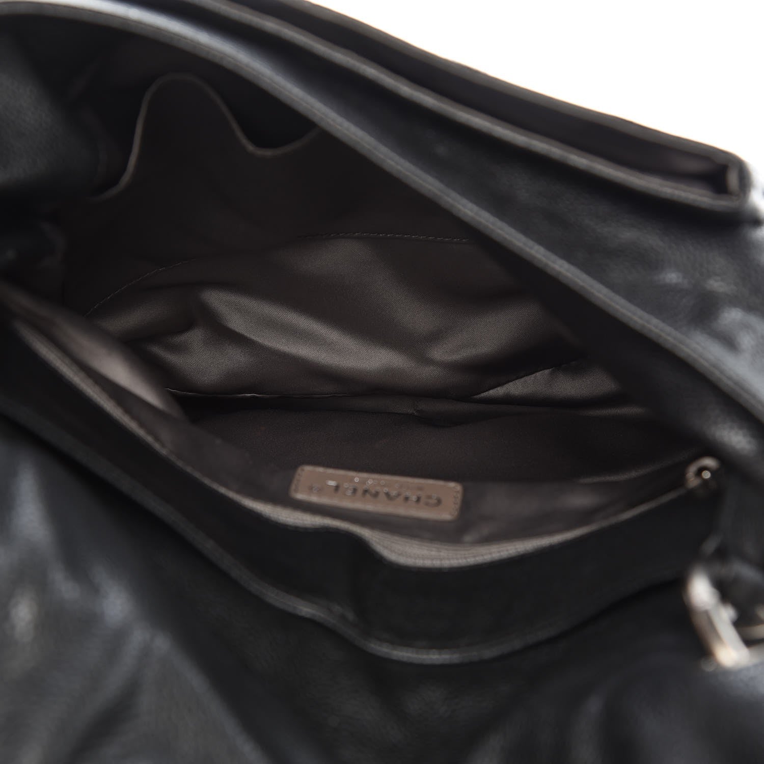 Chanel Glazed Caviar Flap Hobo Dark Grey 5 of 9