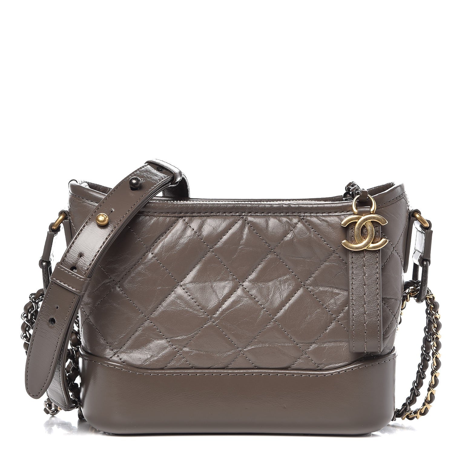 Chanel Aged Calfskin Quilted Small Gabrielle Hobo Grey 1 of 7