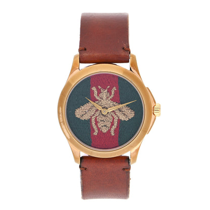 Gucci Stainless Steel Calfskin 38mm Le Marché Des Merveilles Bee Quartz Watch 1 of 5