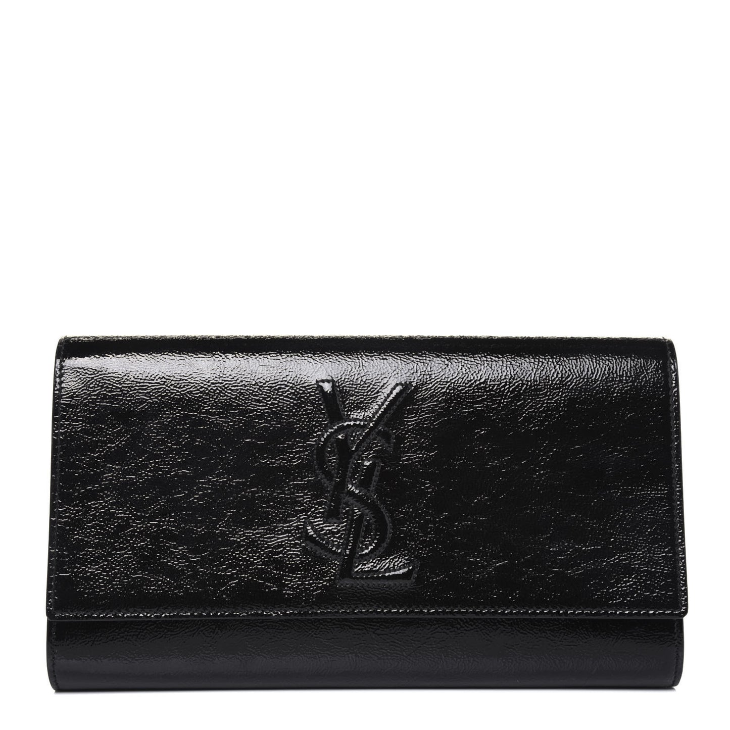 Textured Patent Monogram Belle De Jour Clutch Black