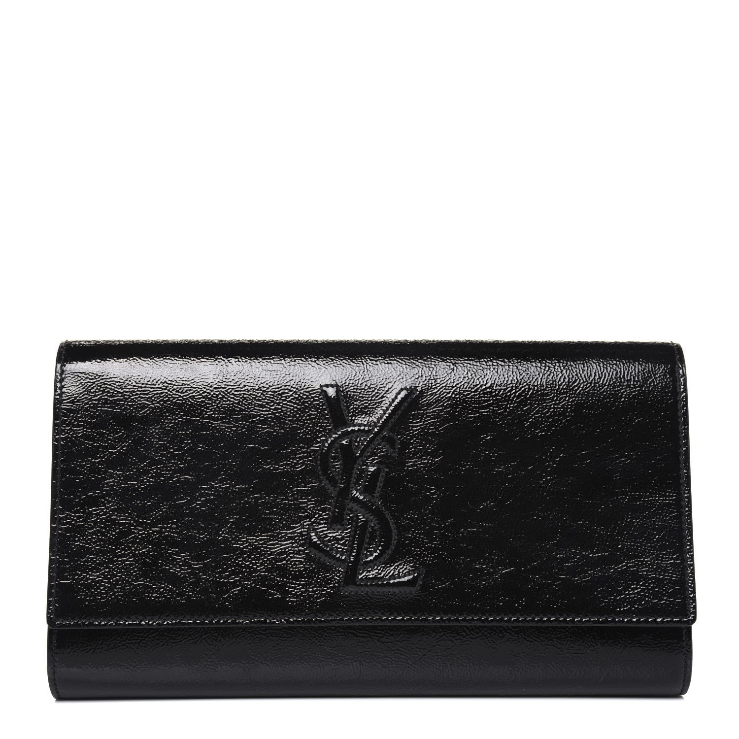 Saint Laurent Textured Patent Monogram Belle De Jour Clutch Black 1 of 13