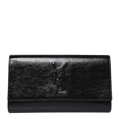 Saint Laurent Textured Patent Monogram Belle De Jour Clutch Black 1 of 13
