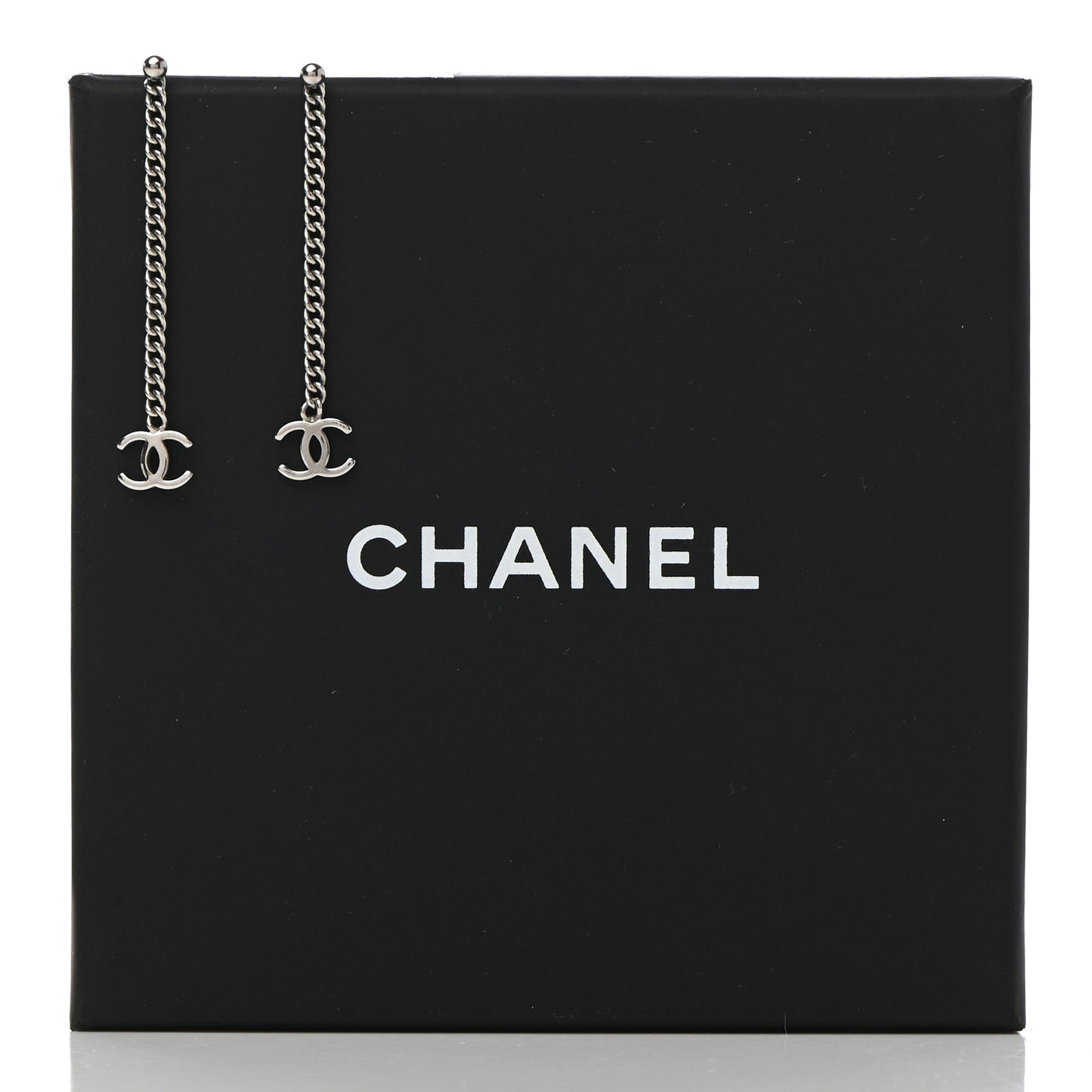 Crystal CC Chain Drop Earrings Silver