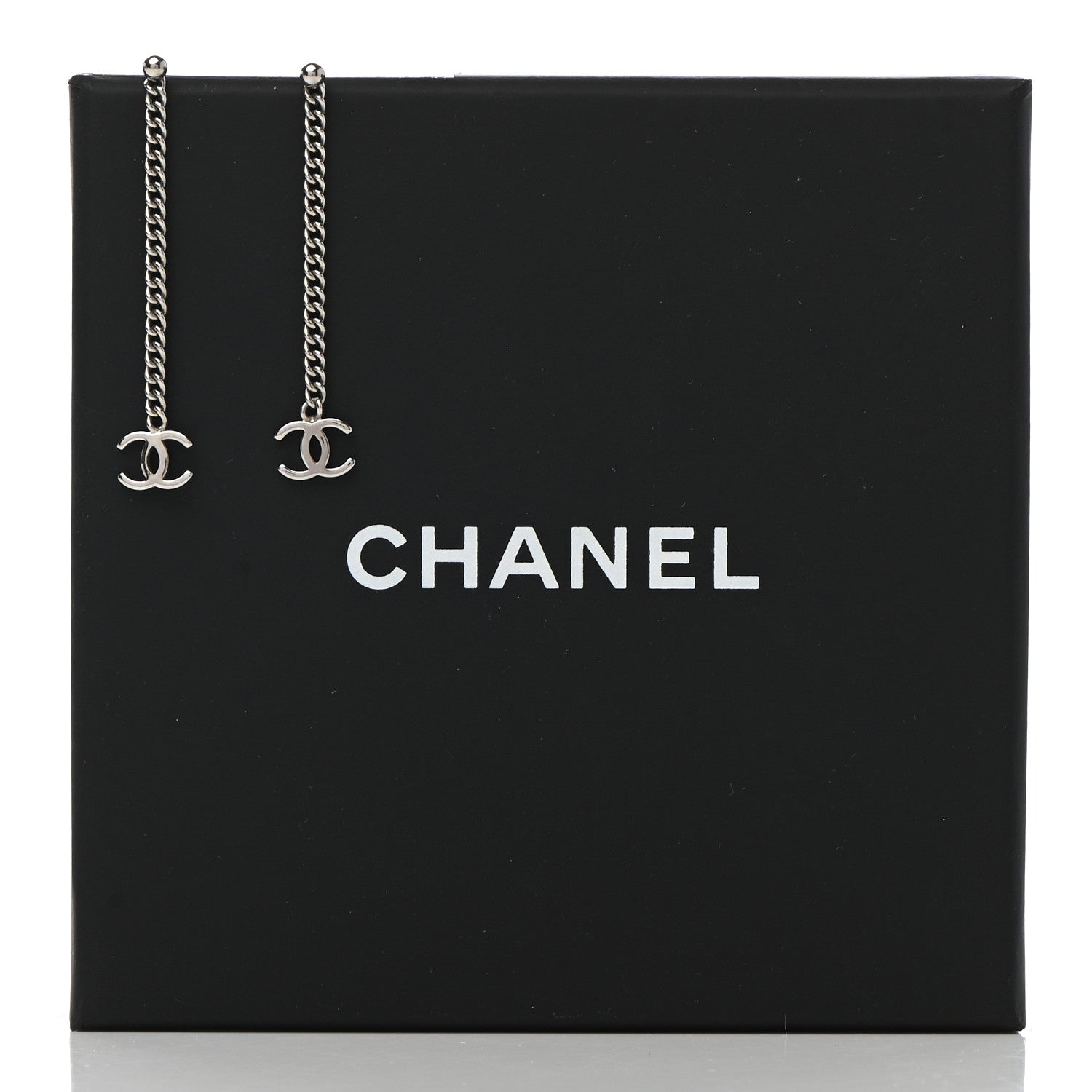 Chanel Crystal CC Chain Drop Earrings Silver 4 of 4