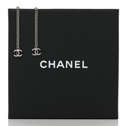 Chanel Crystal CC Chain Drop Earrings Silver 4 of 4