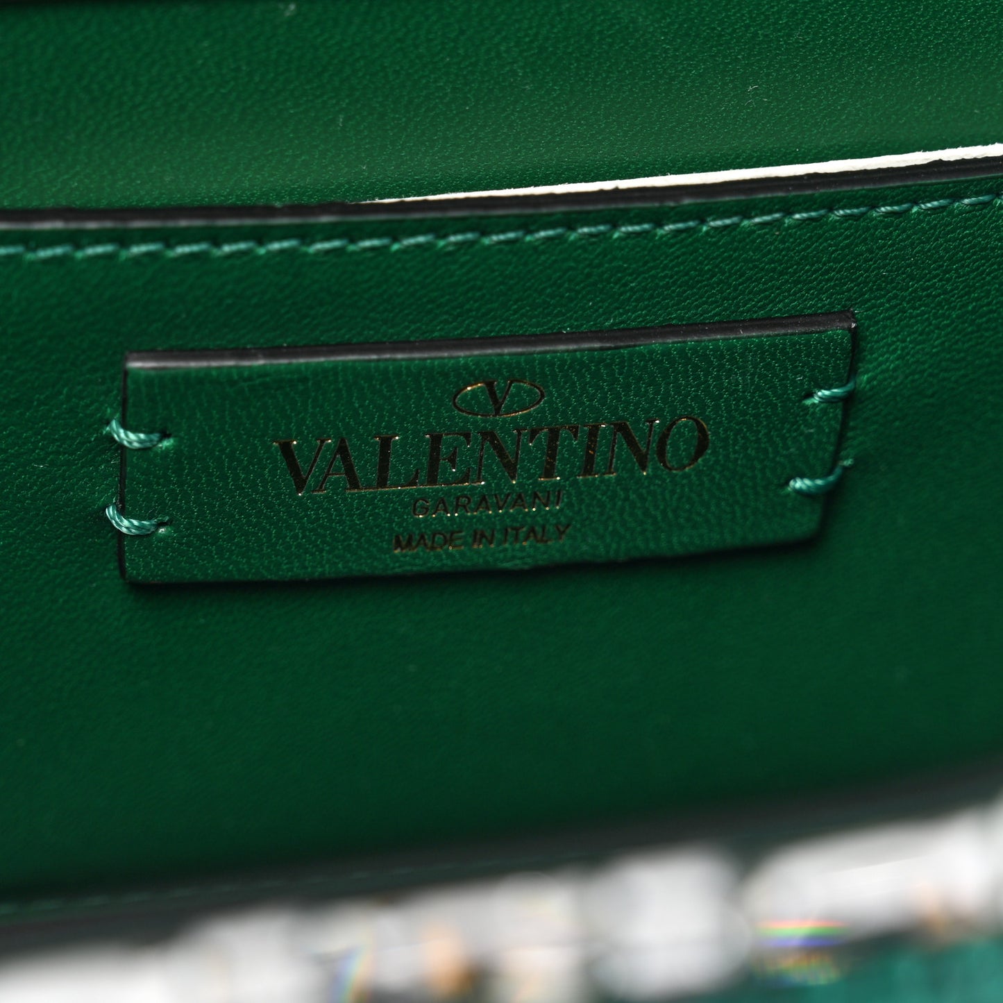 Crystal Embroidered Mini Vsling Top Handle Bag Emerald Jungle