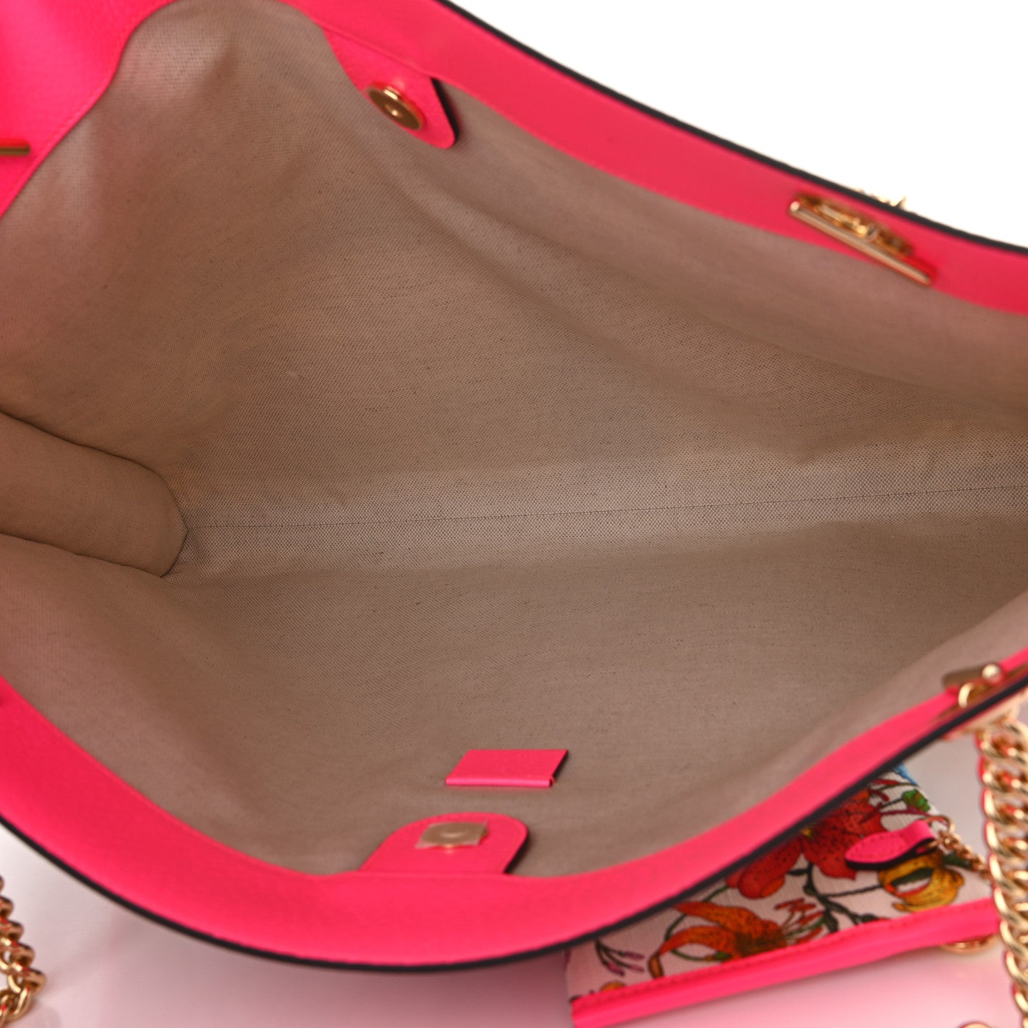 Gucci Canvas Flora Large Rajah Chain Tote White Multicolor Fuxia Fluo 6 of 11