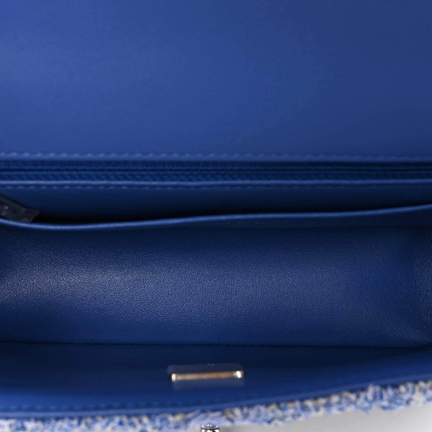 Tweed Quilted Mini Rectangular Flap Blue White