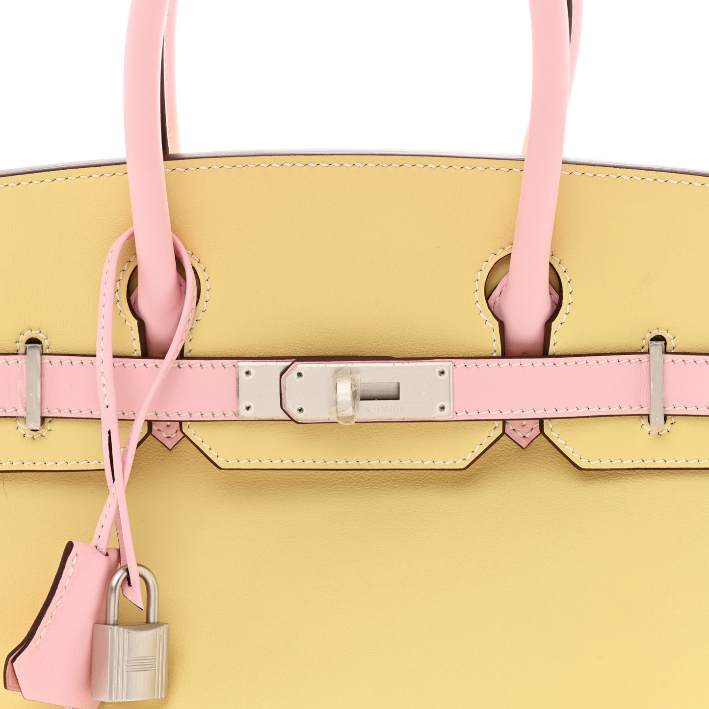 Swift Horseshoe Bi-Color Birkin 30 Jaune Poussin Rose Sakura