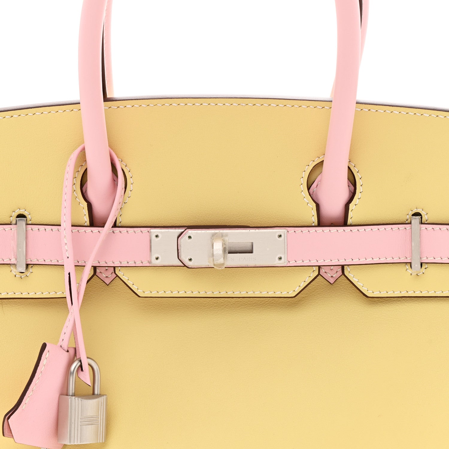 Hermes Swift Horseshoe Bi-Color Birkin 30 Jaune Poussin Rose Sakura 8 of 11