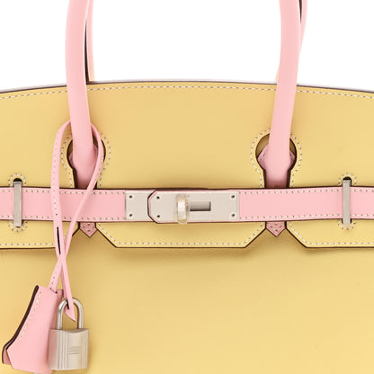 Hermes Swift Horseshoe Bi-Color Birkin 30 Jaune Poussin Rose Sakura 8 of 11