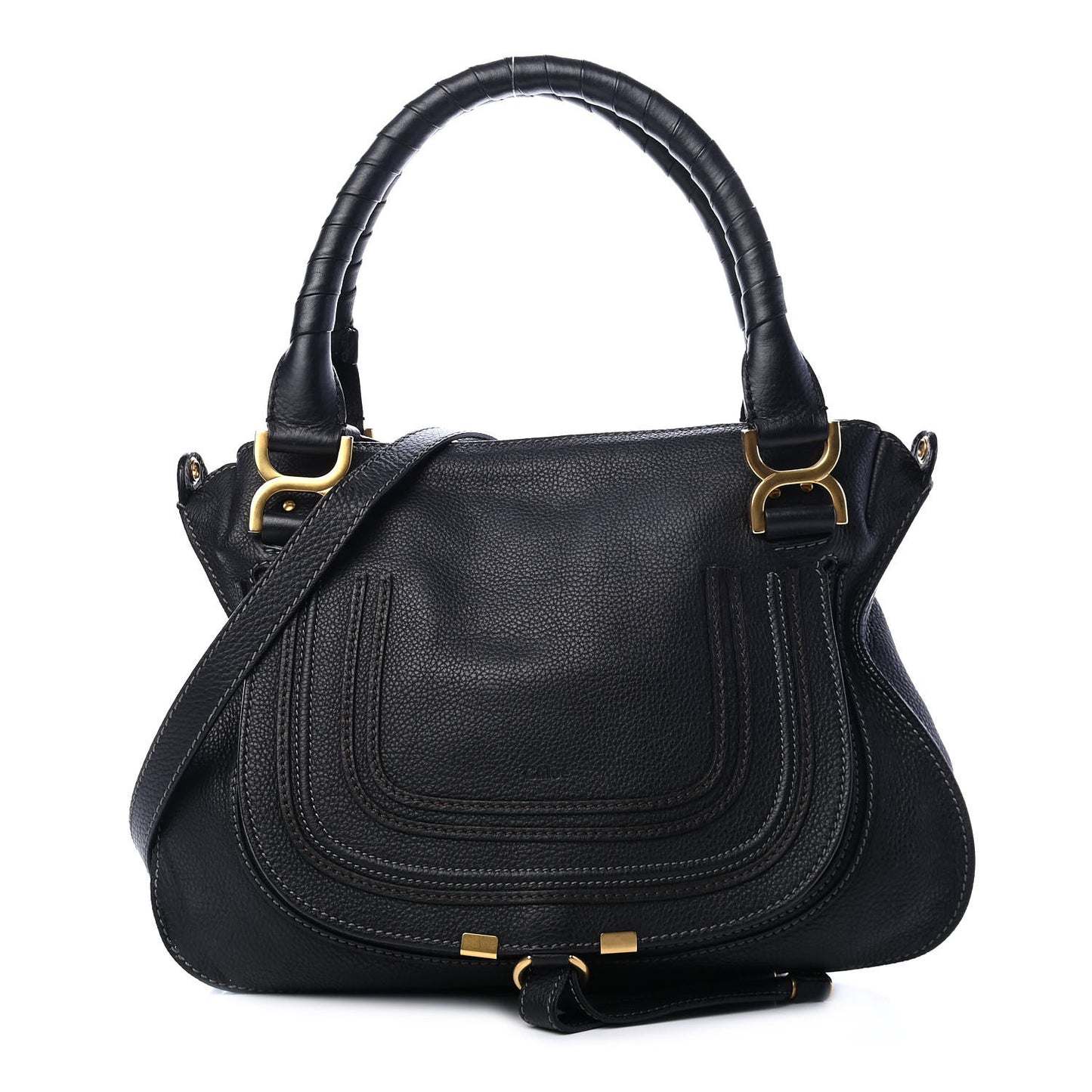 Calfskin Medium Marcie Satchel Black