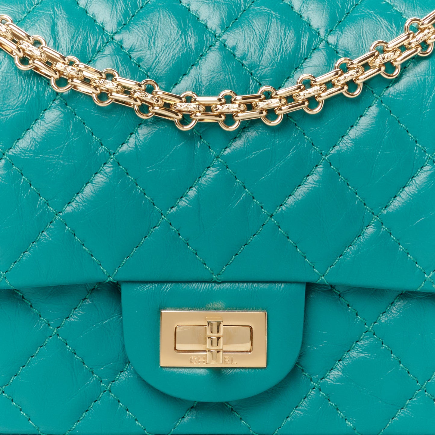 Aged Calfskin Quilted 2.55 Reissue 225 Flap Green